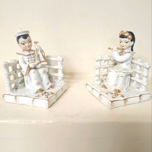 Vintage Lefton Oriental Boy and Girl Bookends 1956